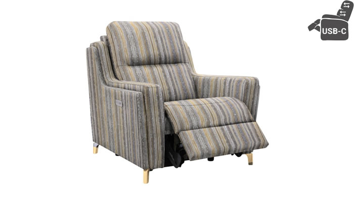 Parker Knoll Portland Recliner Azora Lagoon Vintage Oak Leg